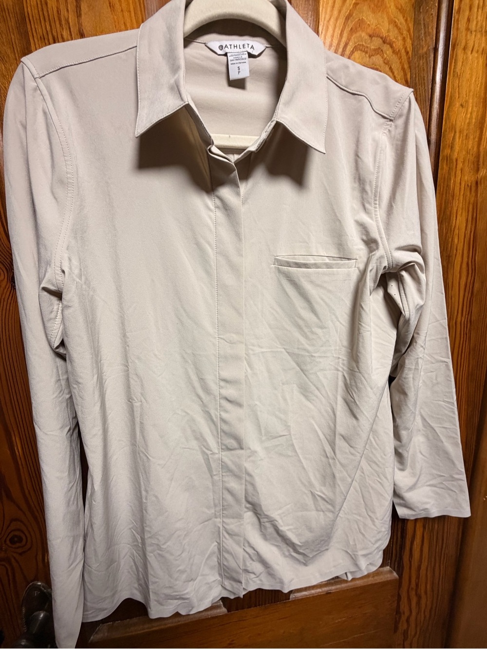 Athleta Men's Long-Sleeve Button-Front Shirt — Beige
